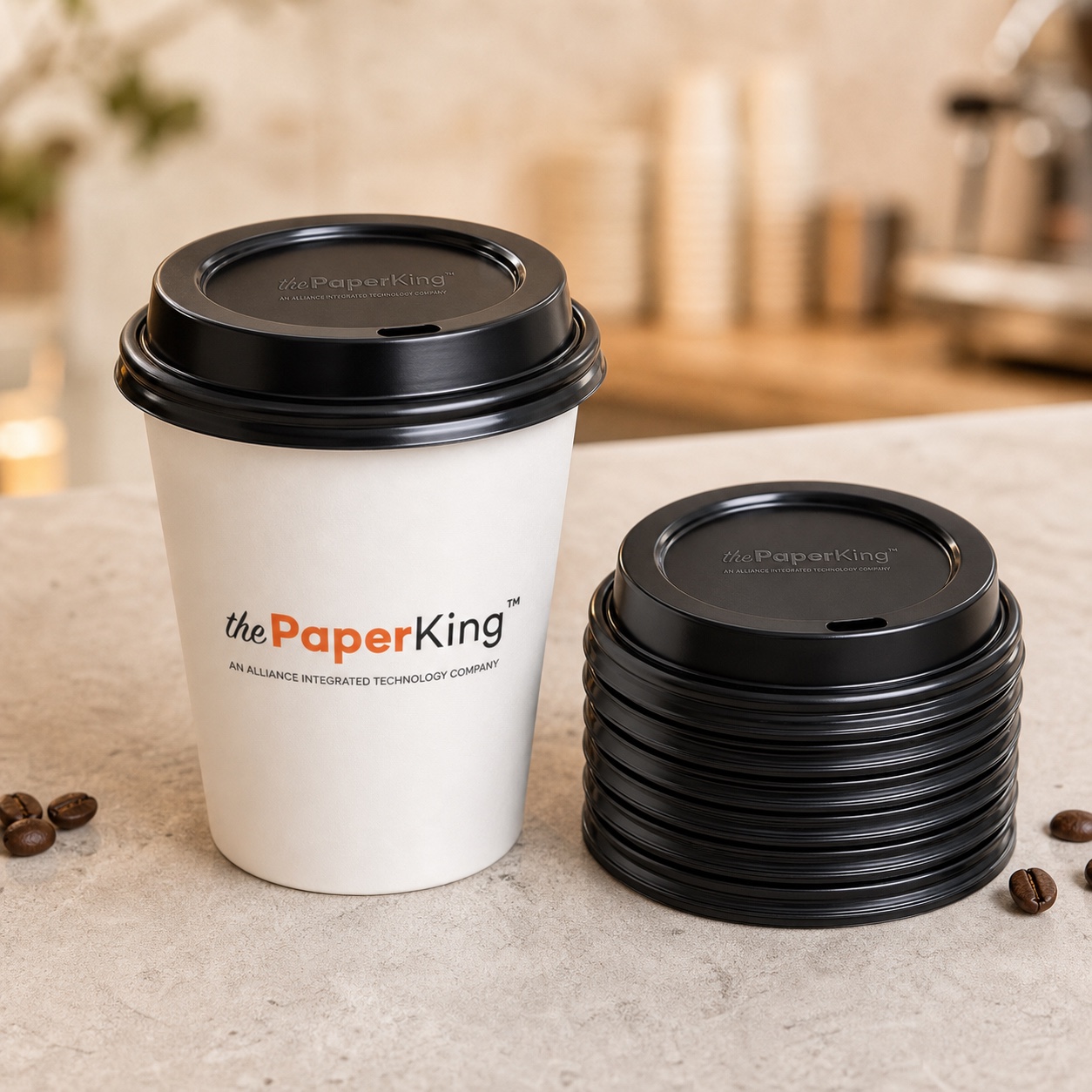 Black coffee cup lids