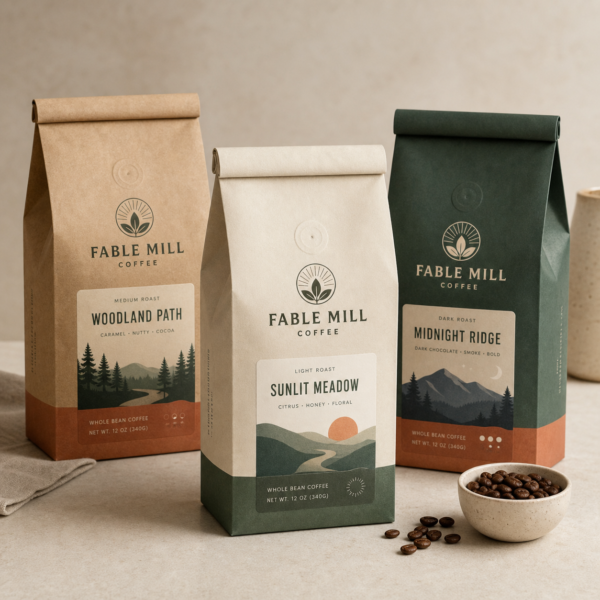 Custom printed coffee bags sample mockup