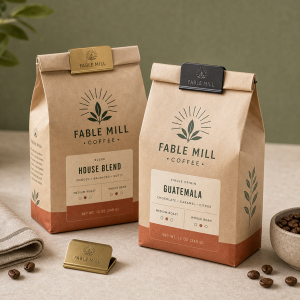 Custom coffee bag clips sample mockup
