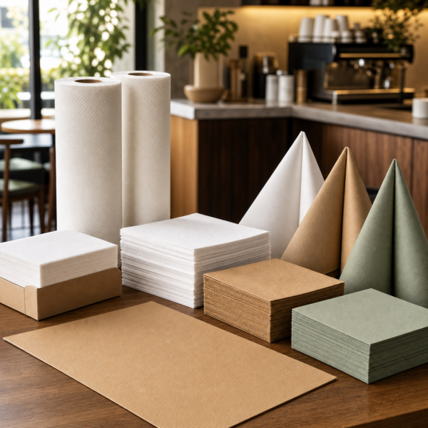 Food-service napkins paper towels and kraft placemats