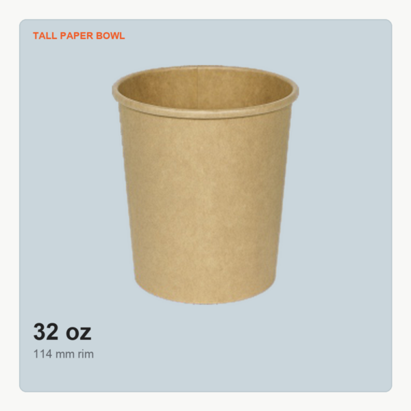 32 oz tall paper bowl with 114 mm rim