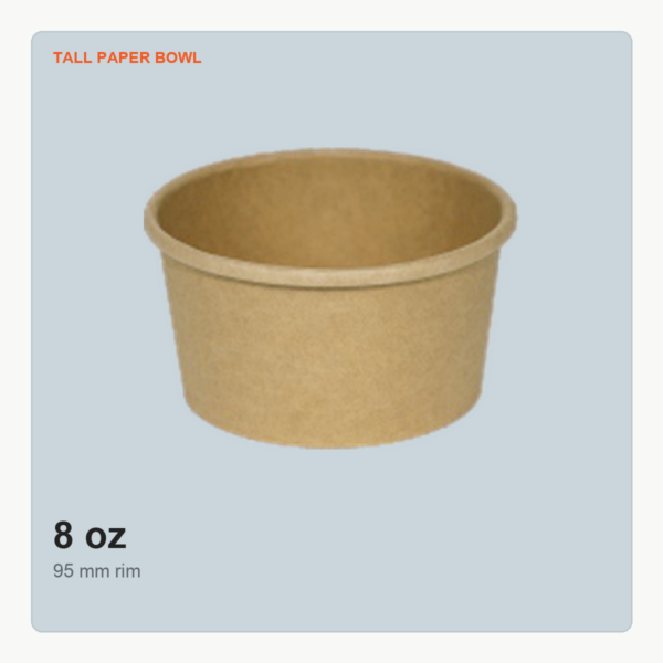 8 oz tall paper bowl with 95 mm rim