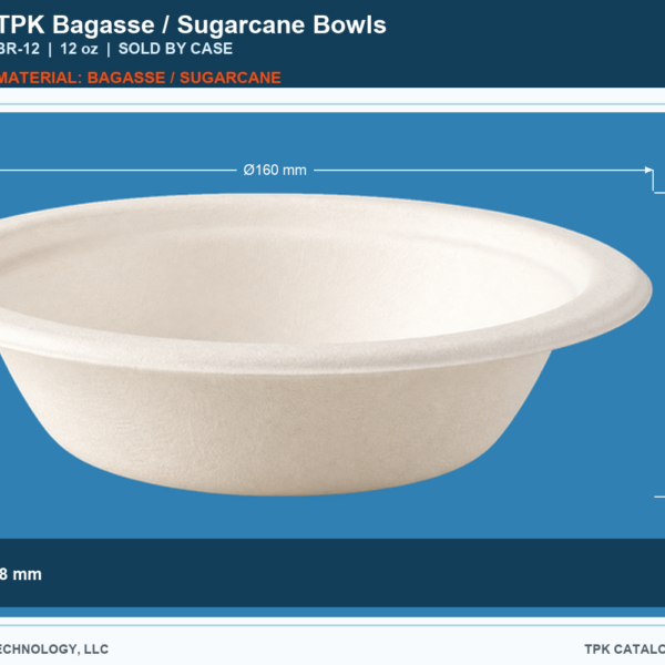 Bagasse / Sugarcane Bowls BR-12 retail bowl product image