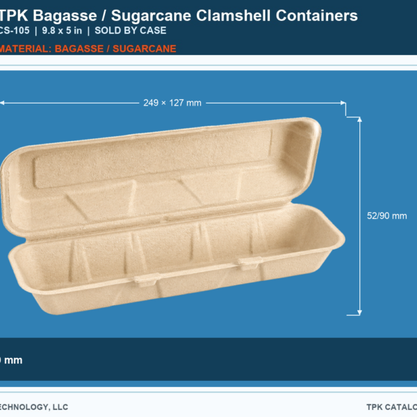 Bagasse / Sugarcane Clamshell Containers CS-105 retail food container image