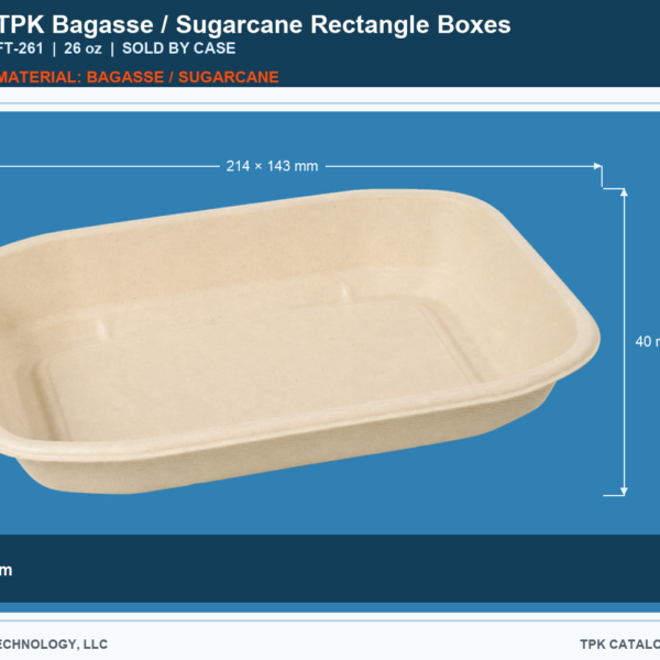 Bagasse / Sugarcane Rectangle Boxes FT-261 retail food container image