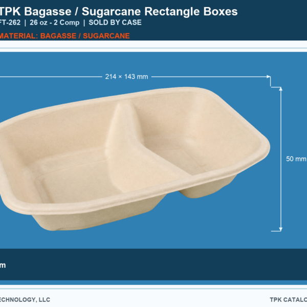 Bagasse / Sugarcane Rectangle Boxes FT-262 retail food container image