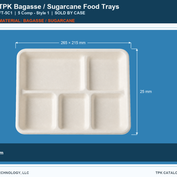 Bagasse / Sugarcane Food Trays FT-5C1 retail food container image
