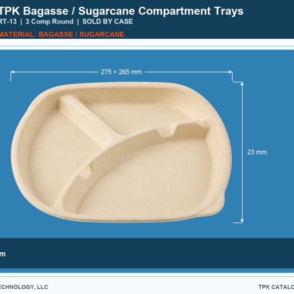 Bagasse / Sugarcane Compartment Trays RT-13 retail food container image