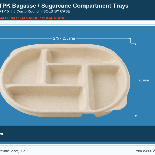 Bagasse / Sugarcane Compartment Trays RT-15 retail food container image