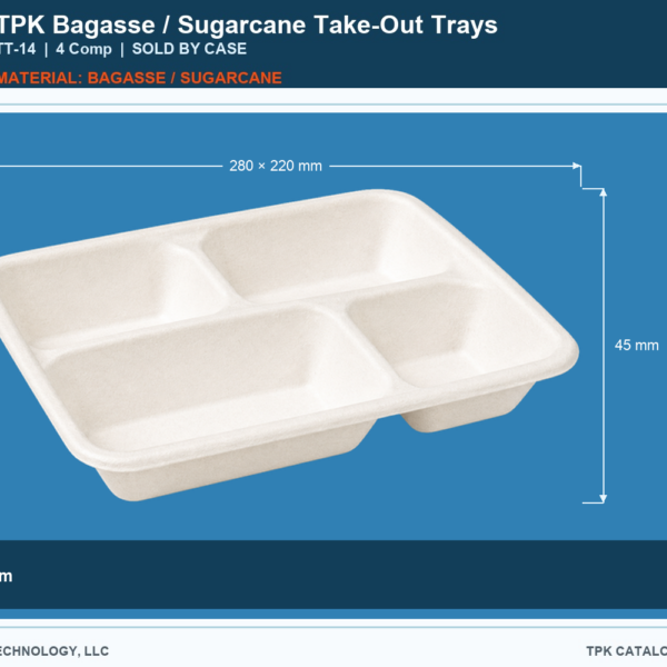 Bagasse / Sugarcane Take-Out Trays TT-14 retail food container image