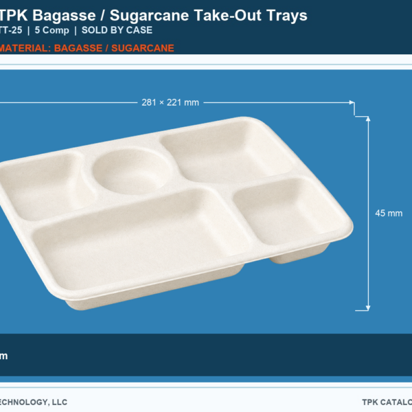 Bagasse / Sugarcane Take-Out Trays TT-25 retail food container image