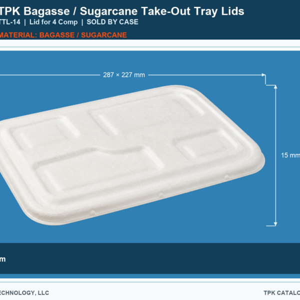 Bagasse / Sugarcane Take-Out Tray Lids TTL-14 retail food container image
